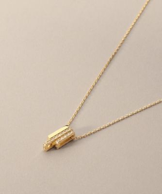 K18ダイヤモンド スクエアトリプルビーズチャーム ネックレス