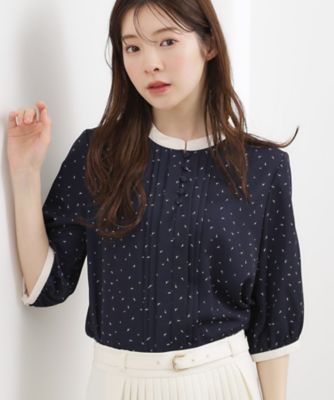二の腕カバー・お仕事】フロントタック配色ブラウス