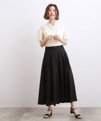 洗える】ON／OFF使える、ベルト付フレアスカート