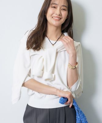 ＜INDIVI L (Women/大きいサイズ)＞【ＵＶケア／接触冷感／アンサンブル】衿あきカーディガン＆パフスリーブニット（２００２６１０５６８）