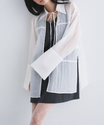 ＜CODE A (Women)＞ｐｏｉｎｔ　ｎｅｃｋ　ｒｉｂｂｏｎ　ｓｈｉｒｔｓ（２００２６１０６２７）