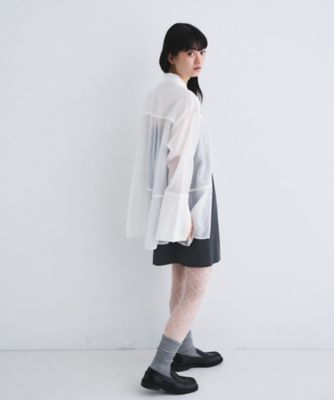 point neck ribbon shirts