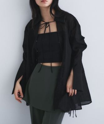 point neck ribbon shirts