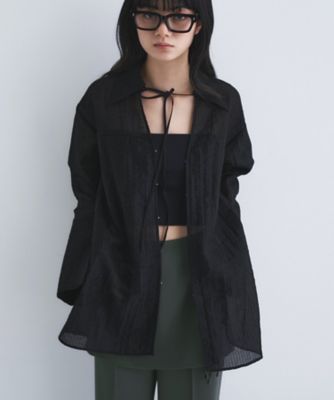 point neck ribbon shirts