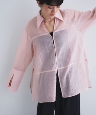 point neck ribbon shirts