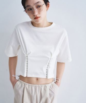 カットソー(長袖/七分) Corset Belt Thermal 70%OFF】コルセット風レースアップショート丈ロンT | VOLCAN&APHRODITE