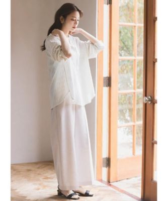 貴島明日香さん着用】ディティールが際立つ、リネンライクワイドパンツ