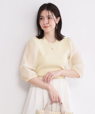 ＜OPAQUE.CLIP (Women)＞オーガンジーパフスリーブドッキングニット【洗濯機ＯＫ】（２００２６１１２５４）