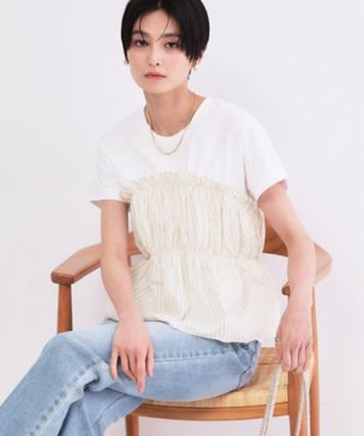 ＜OPAQUE.CLIP (Women)＞ビスチェドッキングＴシャツ【洗濯機ＯＫ】（２００２６１１６３３）