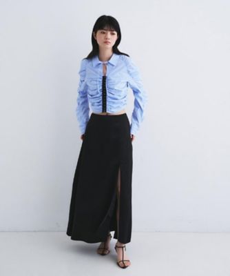 satin slit flare skirt（2002612325
