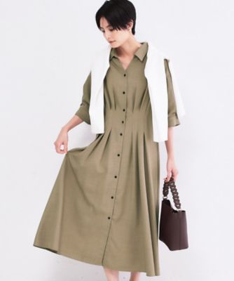 ＜OPAQUE.CLIP (Women)＞ウエストタック　フレアワンピース【洗濯機ＯＫ／イージーアイロン】（２００２６１２３５２）