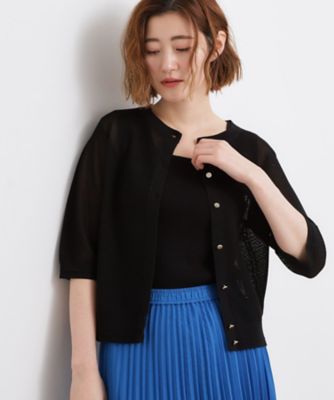 ◆極美品◆3万◆アマカ◆メッシュノーカラージャケット◆カーディガン◆黒◆M 貴島明日香さん着用・洗える】透けない、大人のメッシュカーディガン