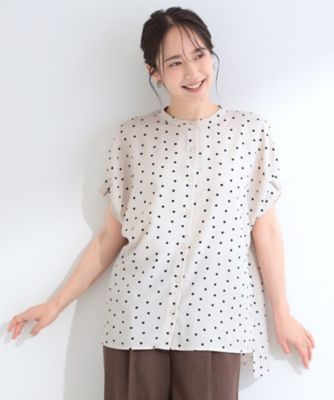 洗濯機可／洗濯後しわになりにくい】大人の甘さをプラスする ドット柄