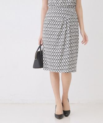 ＜COUP DE CHANCE (Women)＞【手洗い可／日本製／セットアップ可】幾何柄タイトスカート（２００２６１２６７３）