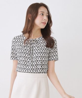 ＜COUP DE CHANCE (Women)＞【手洗い可／日本製／セットアップ可】幾何柄カットソー（２００２６１２６７４）