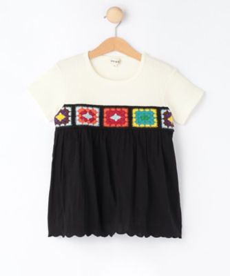 100－150cm】クロシェ編みデザインTシャツ 