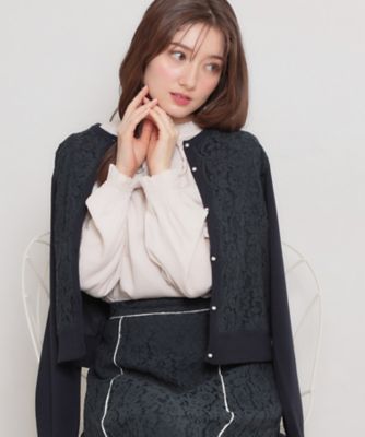 レア⁂美品⁂バラ色の暮らし⁂総レースカーディガン　ビッグカラー　ベルスリーブ 洗える】コードレース カーディガン（2002613040