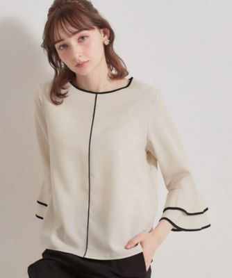 ＜COUTURE BROOCH (Women)＞【イージーケア・接触冷感・吸水速乾】配色ラッフルブラウス（２００２６１３０４１）