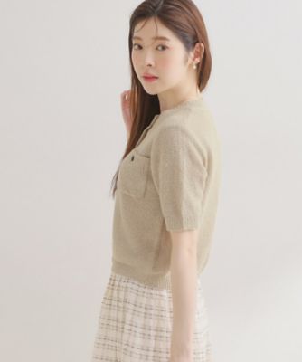新品☆ レストローズ の小花モチーフ付き半袖カーディガン＆半袖ニットのセット お花モチーフ半袖ニット | natural couture(ナチュラルクチュール