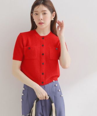 ＜COUTURE BROOCH (Women)＞ポケット付き半袖カーディガン（２００２６１３０４２）