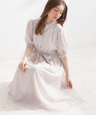 ＜COUTURE BROOCH (Women)＞【洗える】シアーストライプ　ワンピース（２００２６１３１０５）