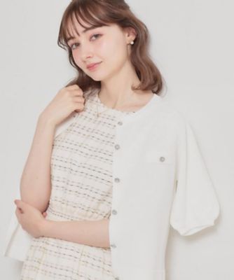  PARTY ホワイト カーディガン 半袖 ボタン付き カーディガン】半袖 レディース 白 ニット 夏 フロントボタン付き V