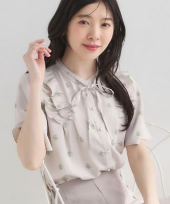 ＜COUTURE BROOCH (Women)＞【洗える】ドットフラワー　ブラウス（２００２６１３２２５）