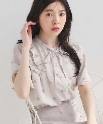 彩り花柄 刺しゅうブラウス | クレッシェント ブラウス 立体フラワー 