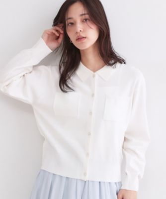 ＜OPAQUE.CLIP (Women)＞ポロ衿デザインニットカーディガン【洗濯機ＯＫ】（２００２６１４０８８）