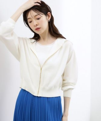 洗濯機OK・UVカット】大人の抜け感、シアーニットフードパーカ