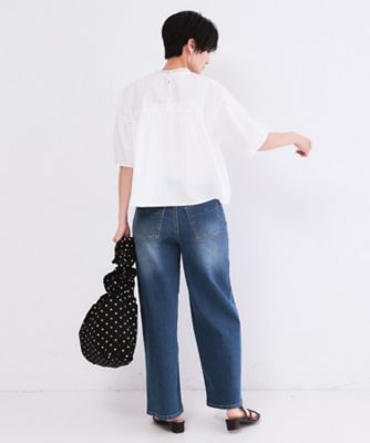 ピンタックレース ペプラムブラウス【洗濯機OK