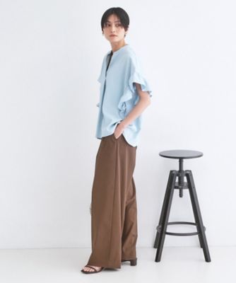 透けにくい／防シワ】タックワイドパンツ《UVケア・吸水速乾・洗濯機