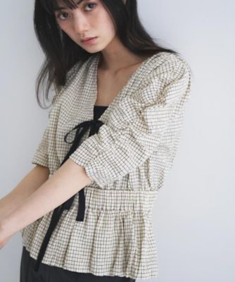 front ribbon peplum blouse