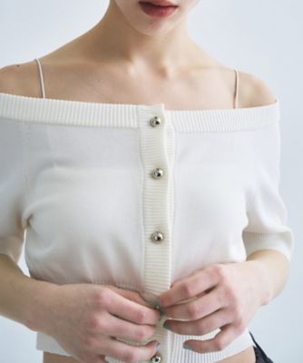 レーシーKNIT SHORTカーディガン cheriella カーディガン 「cheriella」前後2WAYショート丈ニット