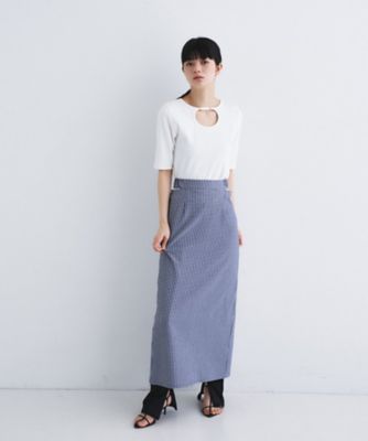 gingham check pencil skirt