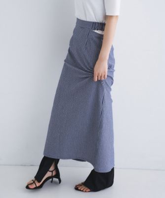 gingham check pencil skirt