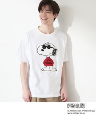 PEANUTS ／ ピーナッツ スヌーピー さがら刺繍 半袖Tシャツ