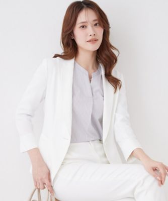 ＜COUP DE CHANCE (Women)＞【手洗い可／日本製／７分袖／ＵＶケア】リネンライク　テーラードジャケット（２００２６１８１５６）