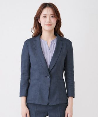 手洗い可／日本製／7分袖／UVケア】リネンライク テーラード
