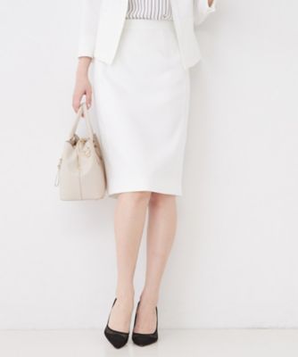 ＜COUP DE CHANCE (Women)＞【手洗い可／日本製／セットアップ可】リネンライク　タイトスカート（２００２６１８１５８）