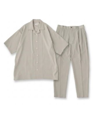 暑い夏に最適！】ルーズトロミシャツセットアップ／上下2点セット