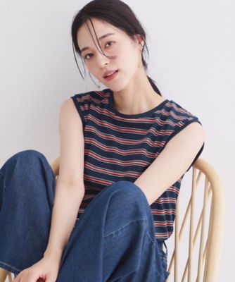 マルチボーダーアソート ノースリーブTシャツ【洗濯機OK