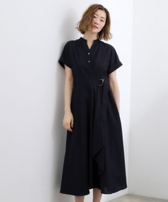洗える】さらっと軽やか、カシュクール風サッカーワンピース