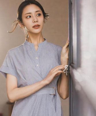 洗える】さらっと軽やか、カシュクール風サッカーワンピース
