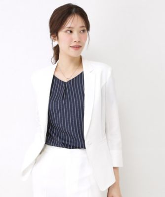 ＜COUP DE CHANCE (Women)＞【手洗い可／日本製／接触冷感】リネンライクテーラードジャケット（２００２６２２２２３）