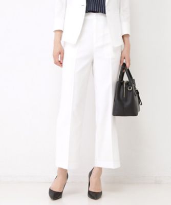 ＜COUP DE CHANCE (Women)＞【手洗い可／日本製／セットアップ可】リネンライク　ストレートパンツ（２００２６２２２２７）