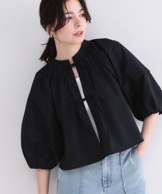 ボリュームスリーブ前リボンブラウス【洗濯機OK