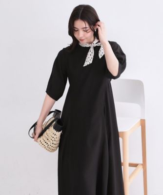 切り替えデザインフレアワンピース【洗濯機OK