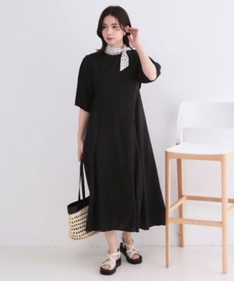 切り替えデザインフレアワンピース【洗濯機OK
