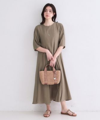 切り替えデザインフレアワンピース【洗濯機OK